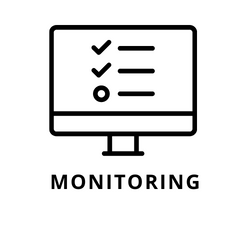 Ikona przedstawiająca monitor z checklistą oraz napis monitoring