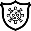 ikona przedstawiająca wirusa na tarczy