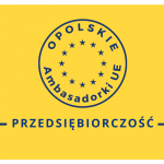 Logo Opolska Ambasadorka UE z Napisem przedsiębiorczość